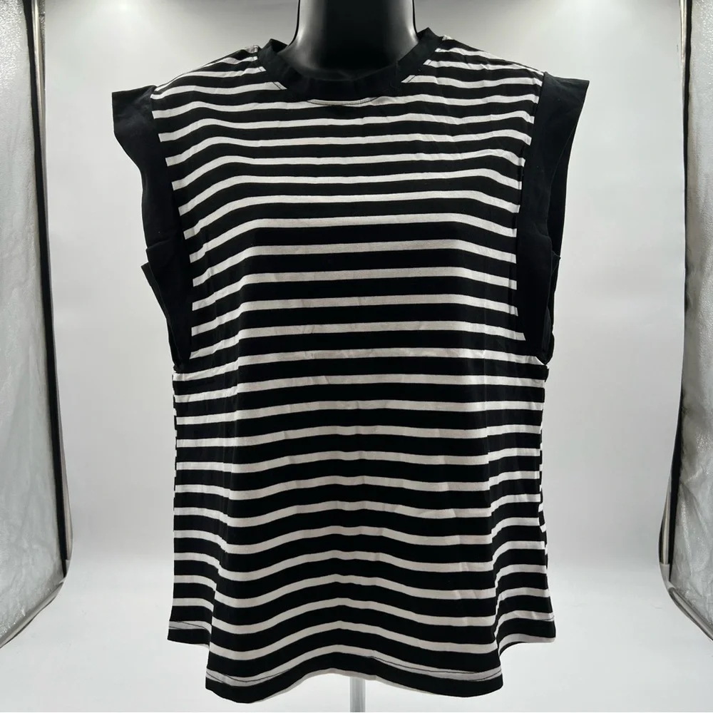 Women’s Dokotoo black‎ and white striped sleeveless shirt SZ S. NWT - Picture 4 of 6
